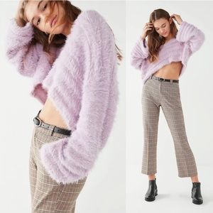 Urban Outfitters Leela Lavender Fuzzy Eyelash Cropped Sweater